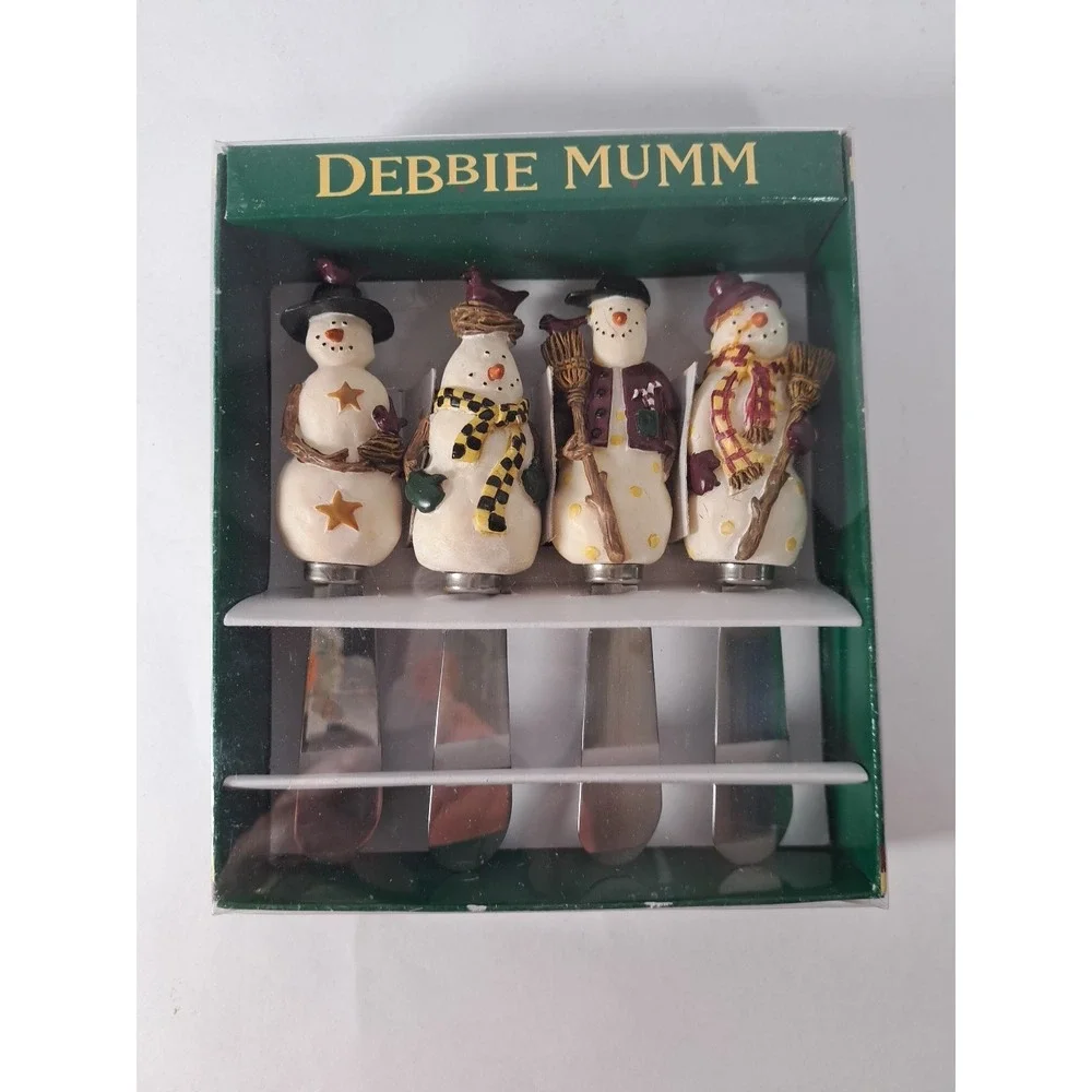 Debbie Mumm Snowman Spreaders Set of 4 Boston Warehouse 12871 Christmas Winter
